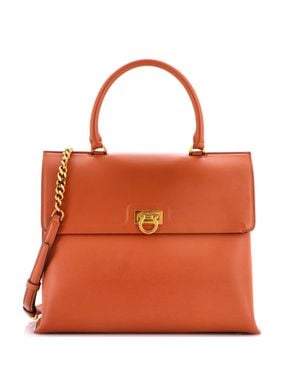 Ferragamo Trifolio Top Handle Bag Leather - Orange