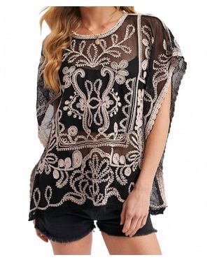 Bluivy Embroidered Mesh Crochet Top - Multicolor