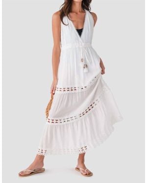 Elan Tiered Maxi Halter Dress - White