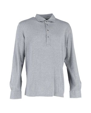 Brunello Cucinelli Mélange-Effect Long Sleeve Polo Shirt - Gray