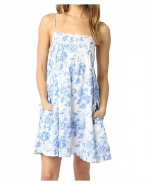 Olivaceous Oliva Poppy Floral Dress - Blue