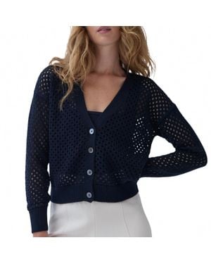 Autumn Cashmere Solid Mesh Cardigan - Blue