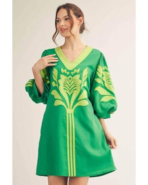 Jodifil Kat Contrast Mini Dress - Green