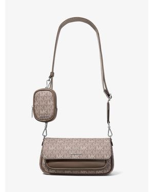 Michael Kors Outlet Jet Set Travel Small Signature Logo Crossbody Bag With Pouch - White