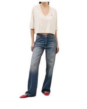 Ottod'Ame V Neck Sweater - Blue