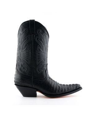 Grinders Leather Western Cowboy Boots - Black