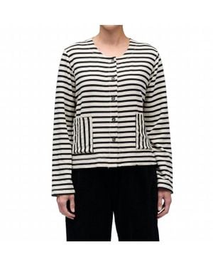 cut-loose Striped Crop Jacket - Black