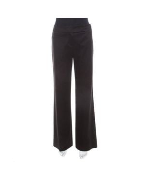 ESCADA Textured Cotton Jacquard High Waist Wide Leg Pants - Black