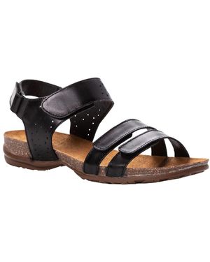 Propet Farrah Leather Cork Flat Sandals - Black