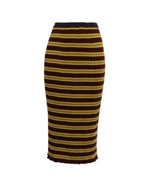Marni Striped Ribbed-Knit Midi Skirt - Green