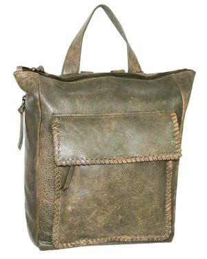 Nino Bossi Aviator Leather Backpack Purse - Green