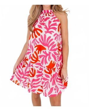 marie Lara High Neck Dress - Red