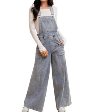 Anniewear Palazzo Leg Overall Jumpsuit - Blue