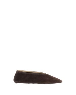 Le Monde Beryl Chocolate Suede Velvety Slipper Flats - Brown