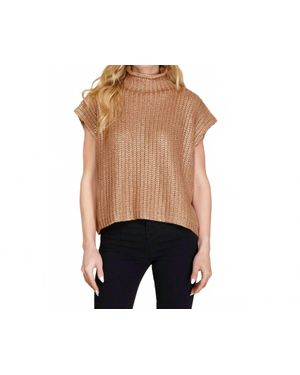 She + Sky Metallic Foil Short Sleeve Sweater Top - Black