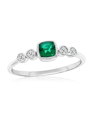 Simona Sterling, Lab-Grown Emerald And Natural Diamond Ring - Green