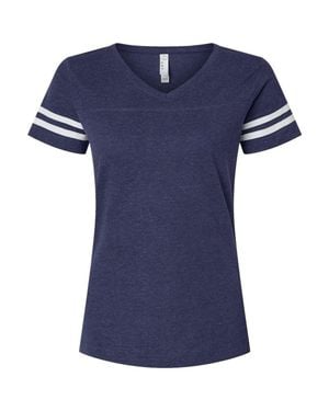 L.A.T Football V-Neck Fine Jersey Tee - Blue