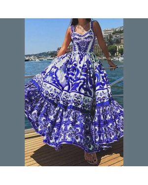 Always Amalfi Italian Tile Dress - Blue