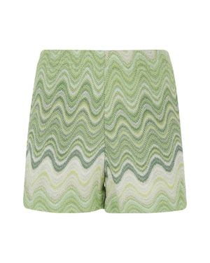 MC2 Saint Barth Meave Zig Zag Pattern Lurex Elastic Shorts - Green
