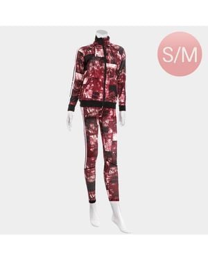 TRUEDAMES Side Double Stripe Detail Track Jacket Pants Set - Red