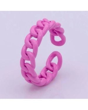 Aim Eternal Enamel Curb Chain Ring - Pink