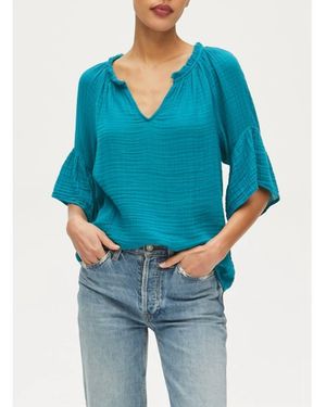 Michael Stars Savannah Flutter Sleeve Top - Blue
