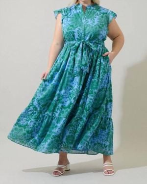 Sugarlips Tressa Floral Riah Button Down Maxi Dress - Blue