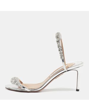 Aquazzura Leather Disco Dancer Slide Sandals - Natural