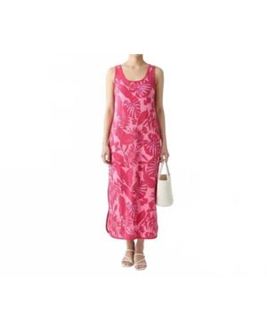 Juicy Couture Tropical Print Terrycloth Midi Dress - Red