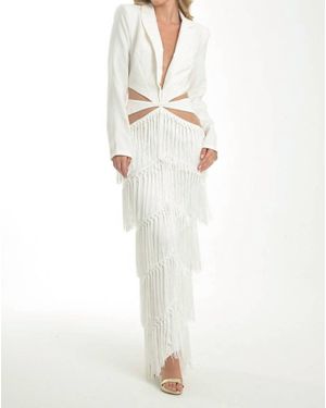 Steffany Milano Fringe Fantasy Blazer Dress - White