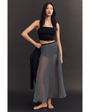 Mare Mare Sheer Dot Maxi Skirt - Black