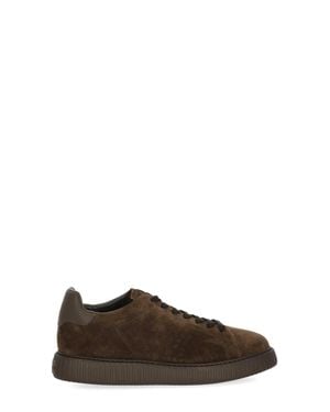 Hogan Smooth Leather Accents Suede Sneakers - Brown