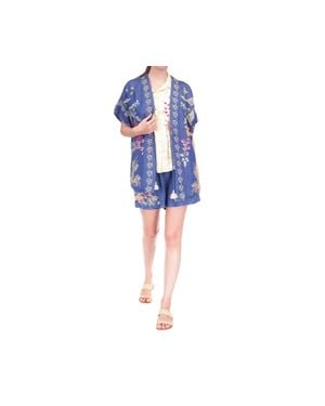 Johnny Was Drawstring Short Sarai - Blue
