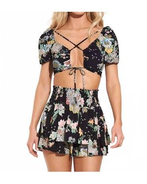 Maaji Floral Bouquet Riley Crop Top - Black