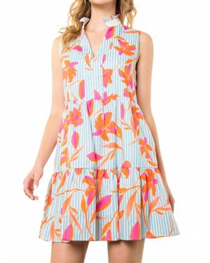 Thml Sleeveless Flower Striped Dress - Red