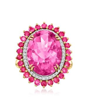 Ross-Simons Topaz And Ruby Cocktail Ring With Diamonds - Pink