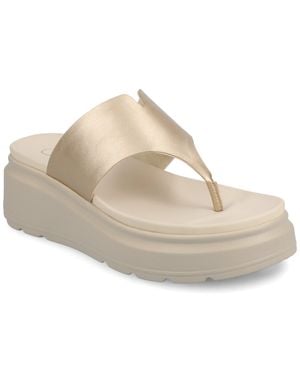Journee Collection Journee Carah Flip Flop Wedge Sandals - Natural