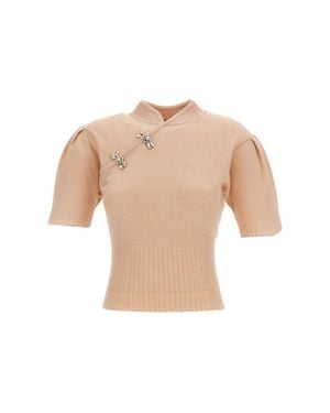 Simone Rocha Short-Sleeve Cashmere Knit - White