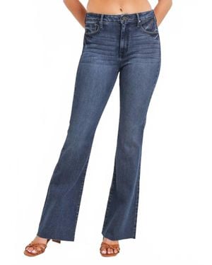 Just Black Denim Flare Jeans With Raw Hem - Blue