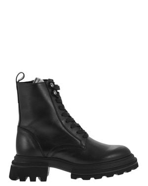 Hogan Contemporary Leather Boots With Extralight Sole - Black