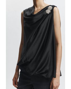 Saint Art Henrik Draped Blouse - Black