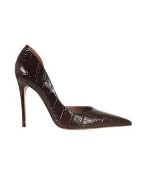 Paris Texas Vera 105 Dark Crocodile-Print Leather Pumps - Metallic