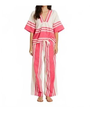 lemlem Rita V Neck Top - Pink