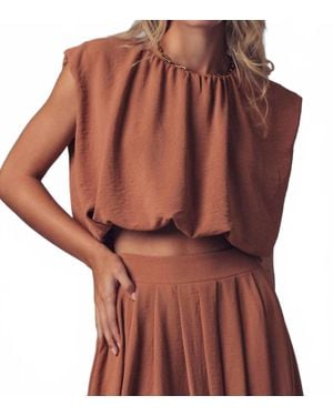Urban Daizy Back Tie Sleeveless Top - Brown