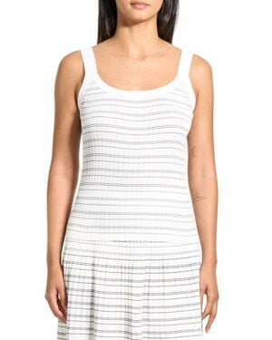 Theory Contrast Stripe Tank Top - White