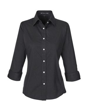 Devon & Jones Perfect Fit Three-Quarter Sleeve Stretch Poplin Dress Shirt - Black