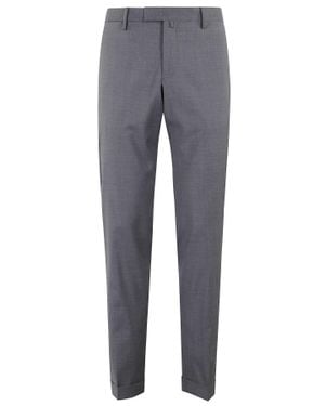 BRIGLIA Slim Front Pulls Wool Straight-Leg Pants - Gray