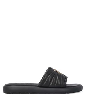 Pinko Quilted Logo Appliqué Sandals - Black