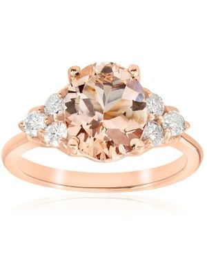 Pompeii3 2 1/3 Cttw Oval Morganite & Diamond Engagement Ring 14K Rose - Pink