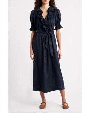 Doen Harriette Tie-Waist A-Line Midi-Dress - Blue
